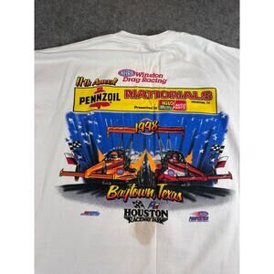 VINTAGE 1998 NHRA Winston Drag Racing Shirt Men White Pennzoil Nationals Tee 2XL